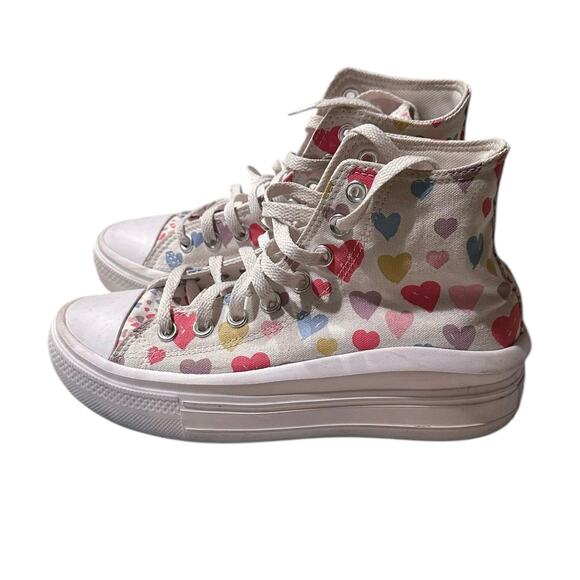 Converse Chuck Taylor All Star High Top Sneakers Kids 5.5 Heart Print Canvas - Picture 10 of 11